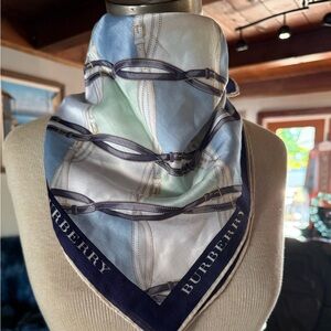 Vintage Burberry Blue and White Scarf